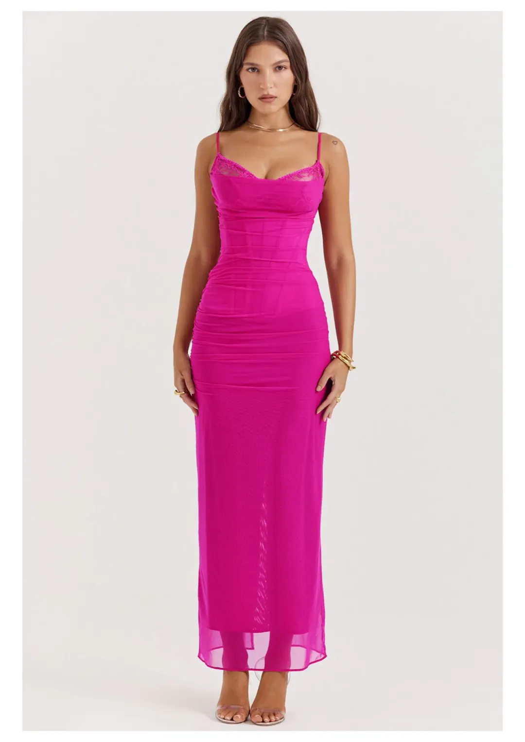 House of CB Nalini Maxi Dress Fuchsia Size XS / AU 6 (D-E Cup Size) for rent on The Volte - main image