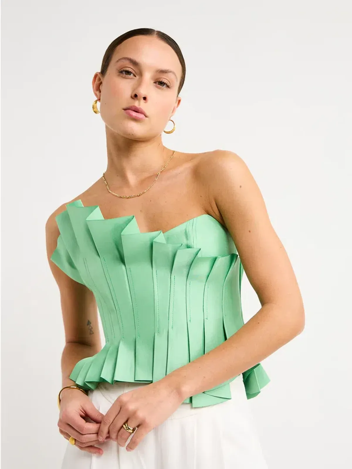 Acler Davies Top Mantis Green Size 14 - Image 2