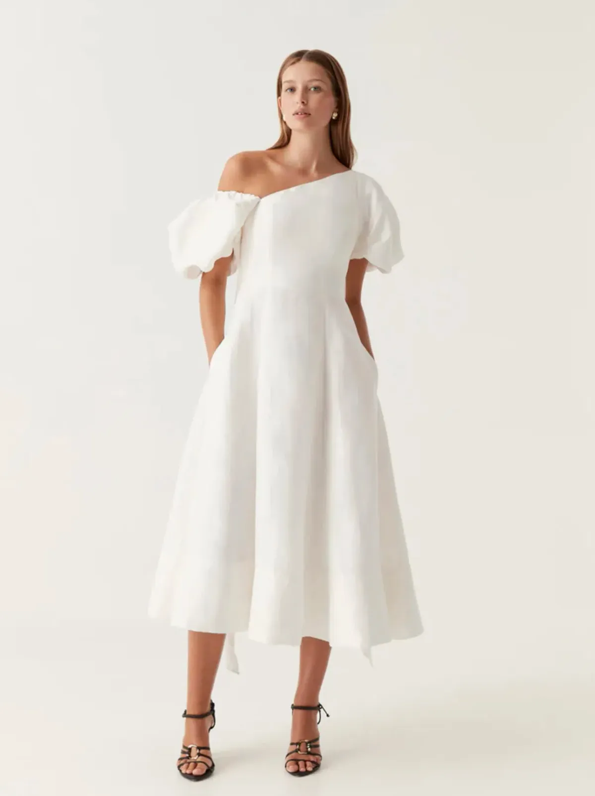 Aje Arista Tulip Sleeve Midi Dress Ivory Size 14  - Image 1