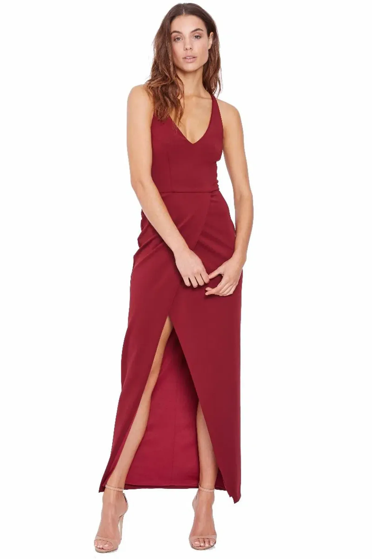Grace and Hart Gold Rush Neon Gown in Wine Red Size 12 - Image 1