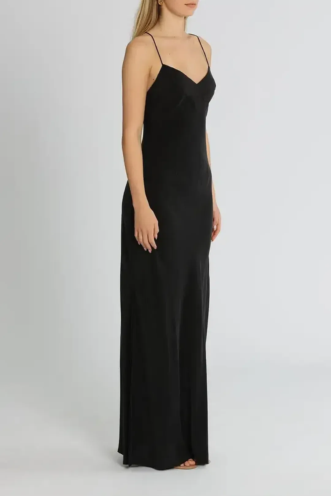St Agni Bias Cut Silk Dress in Black Size 8 for rent on The Volte - main image