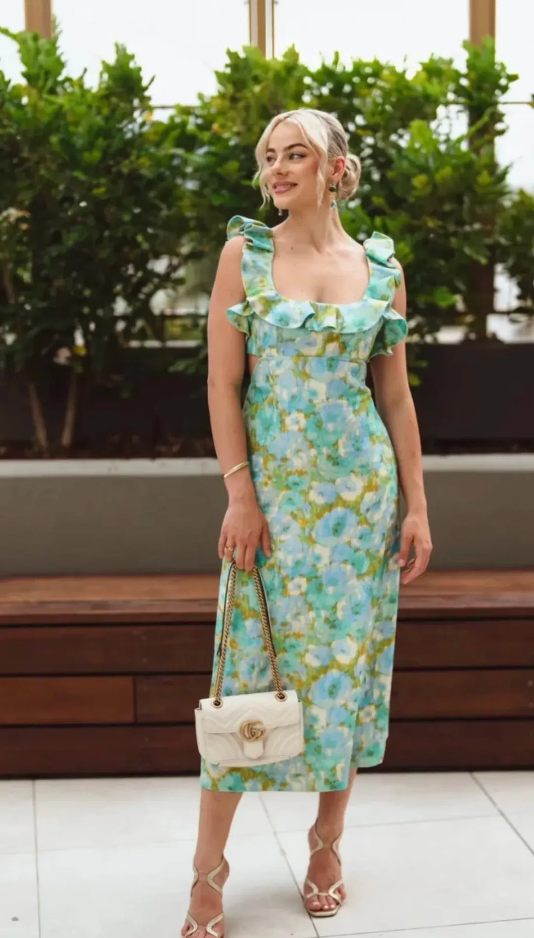 Zimmermann High Tide Frilled Midi in Aqua Floral Size 1 for rent on The Volte - main image