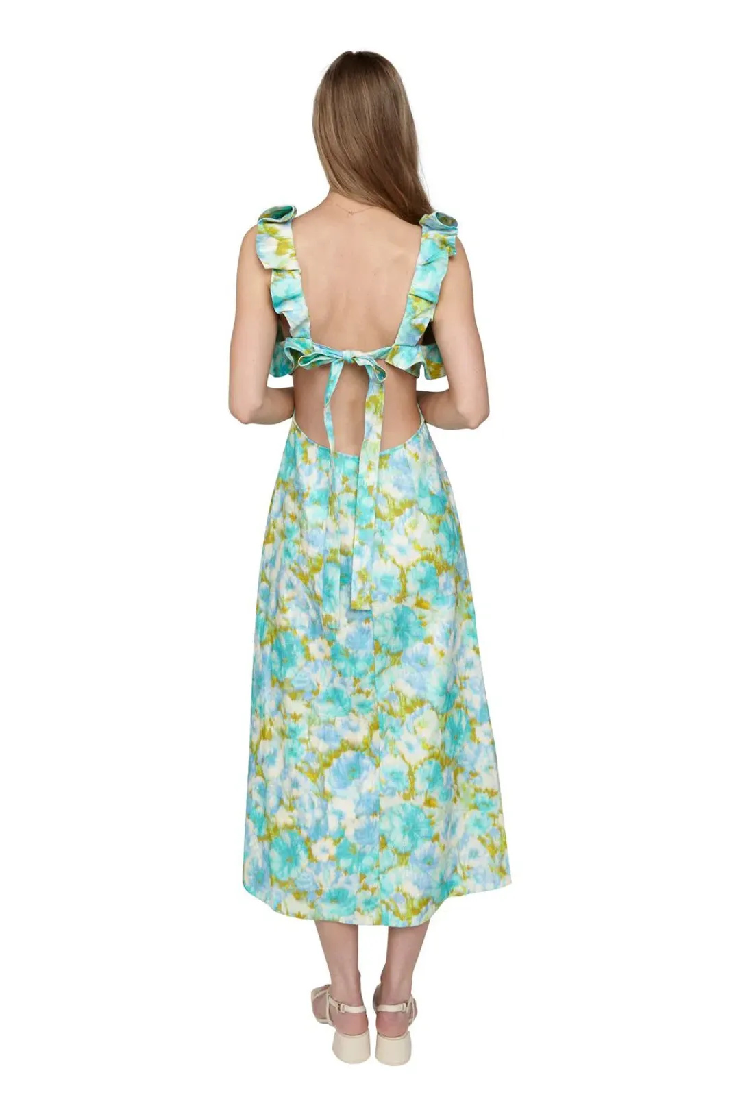 Zimmermann High Tide Frilled Midi in Aqua Floral Size 1 for rent on The Volte - main image