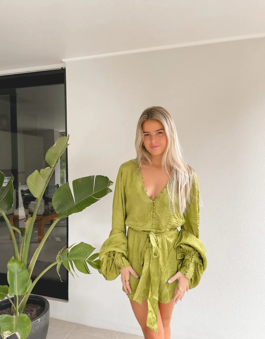 Rat & Boa Harlequin Dress Cypress Green Size L / AU 12 for rent on The Volte - main image