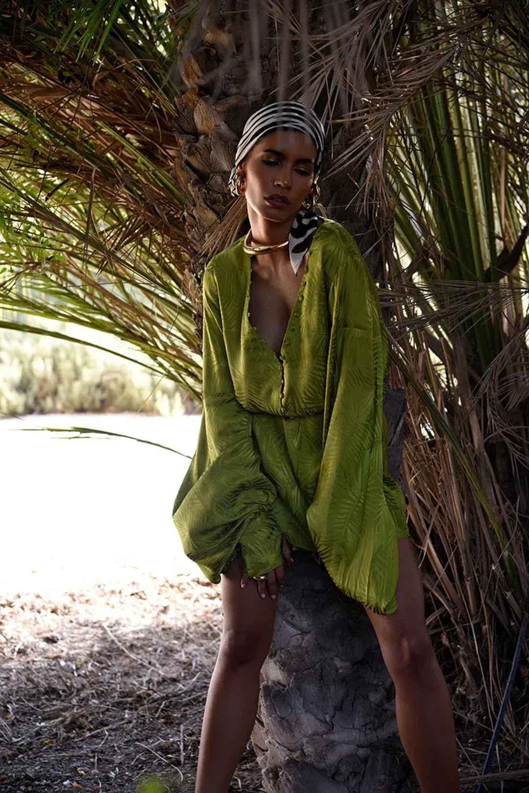 Rat & Boa Harlequin Dress Cypress Green Size L / AU 12 for rent on The Volte - main image