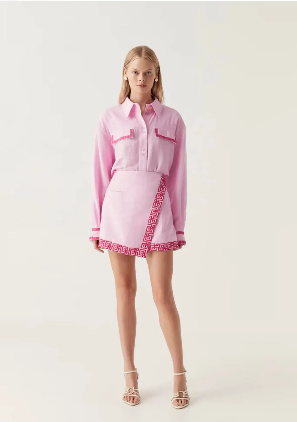 Aje Voyager Embroidered Mini Skirt & Skirt Set Pink Size 16  - Image 1