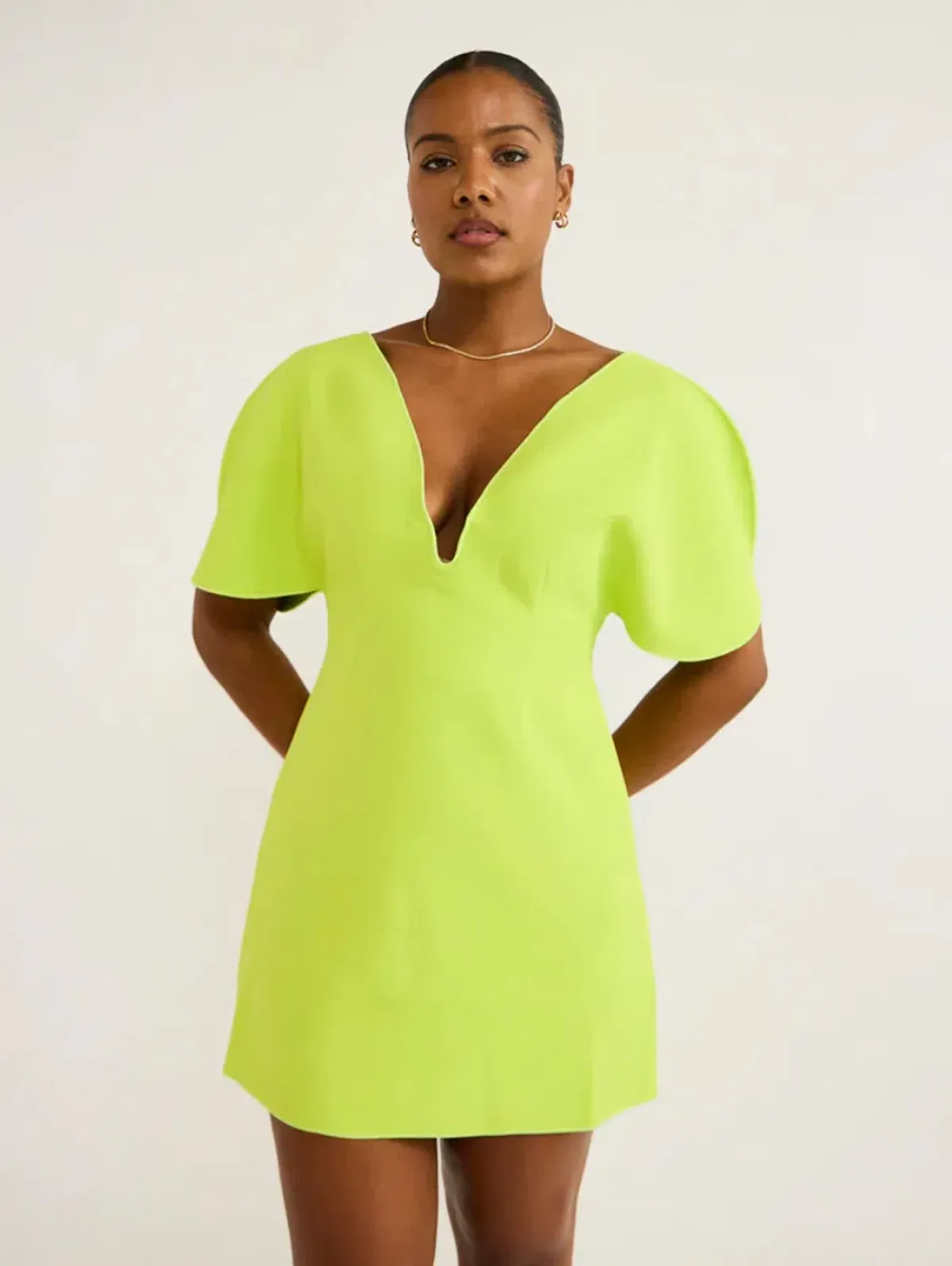 Acler Rogeron Mini Dress Citron Size 8 - Image 2