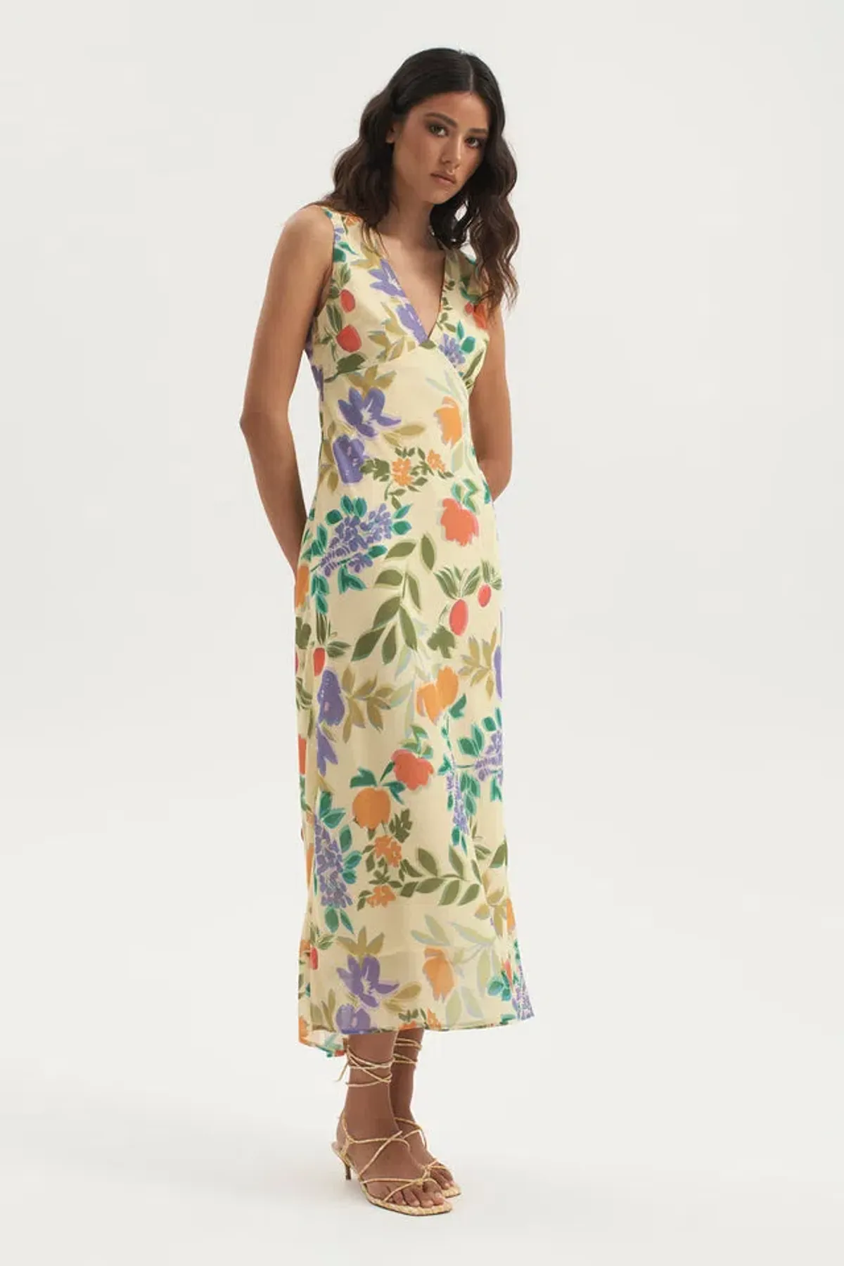 Ownley Tulip Dress Lemon Floral Size Small/Au 8 - Image 1