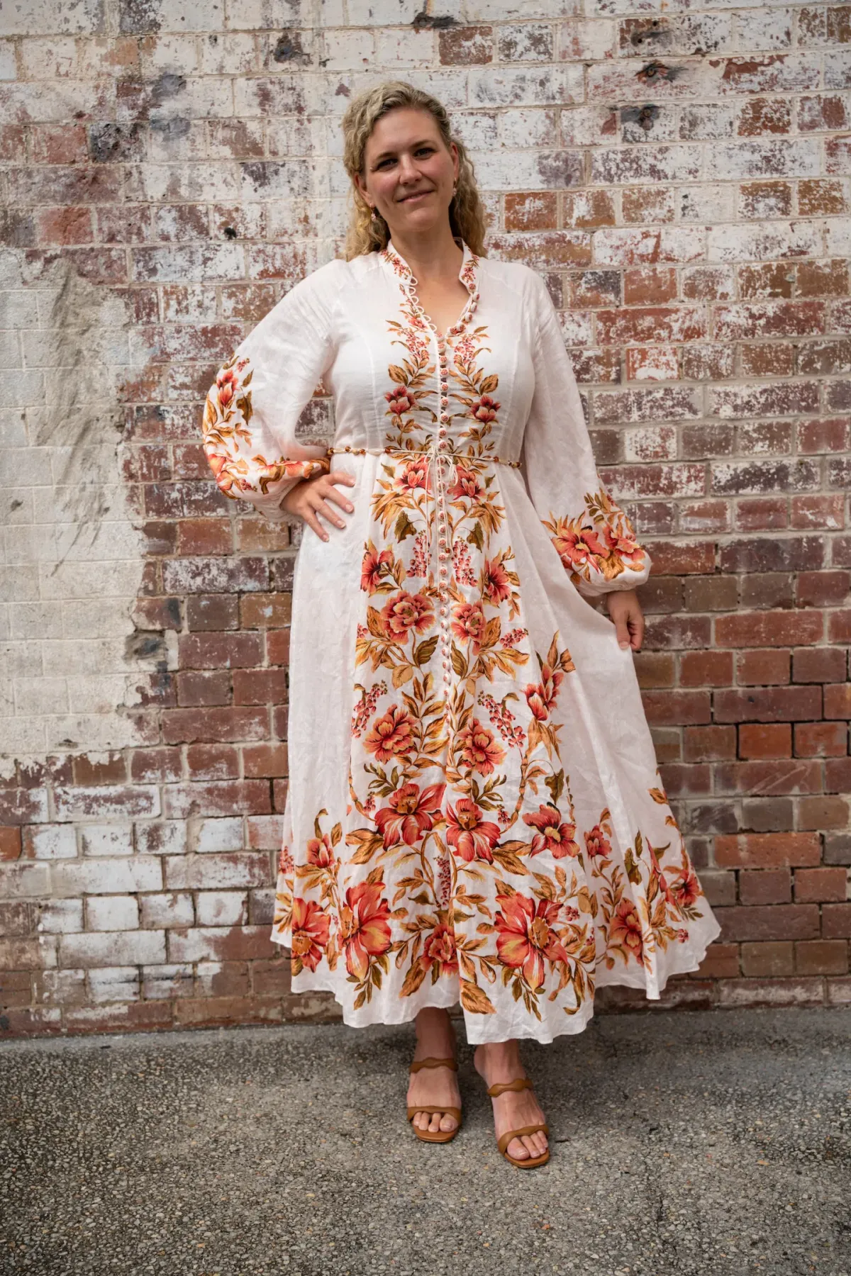 Zimmermann The Vacay Billow Long Dress in Peach Floral Size 4/Au 16  - Image 2