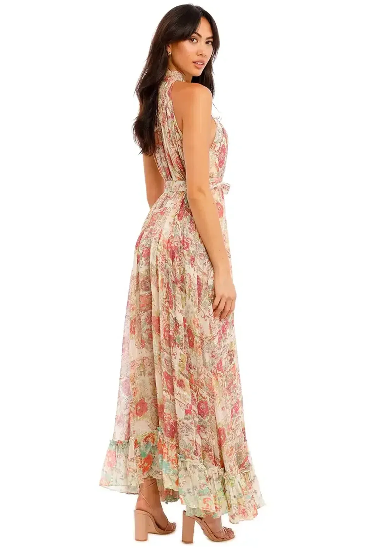 Hemant & Nandita Nova Midi Dress With Belt Floral Size 10 - Image 2