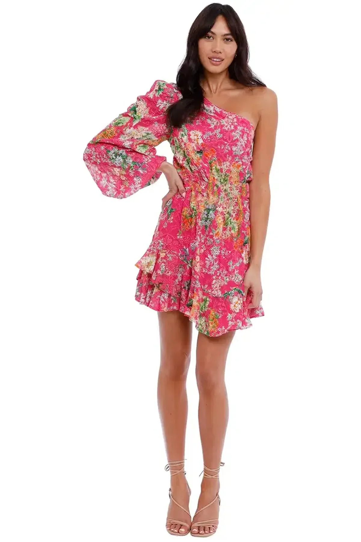 Hemant & Nandita Miyu Floral Mini Dress in Pink Size 12 - Image 2