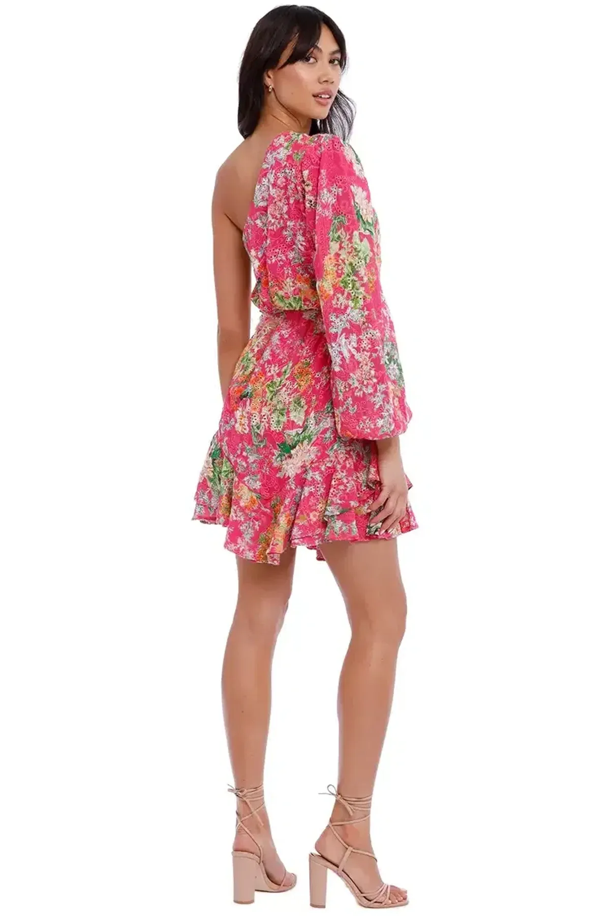 Hemant & Nandita Miyu Floral Mini Dress in Pink Size 6 - Image 4