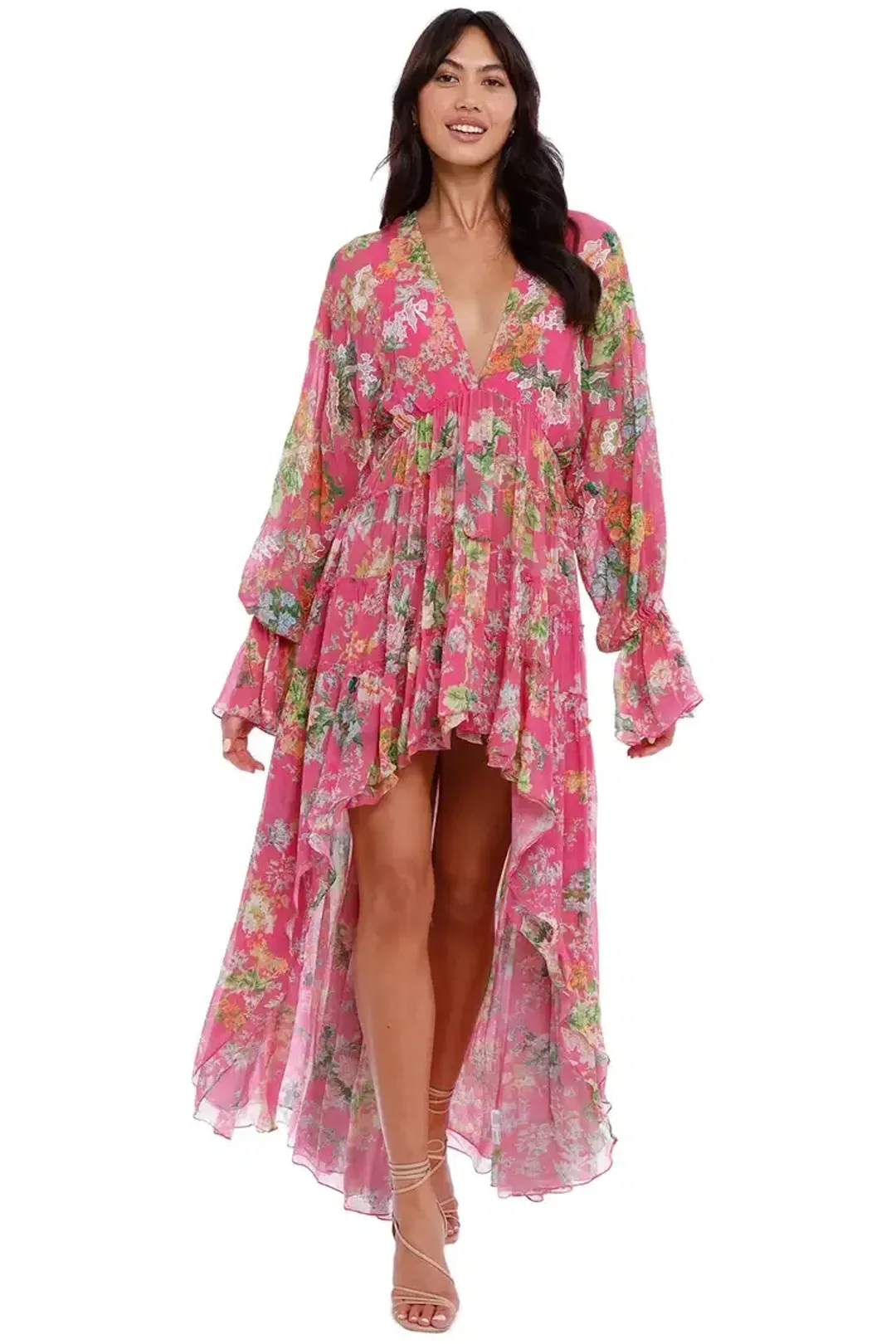 Hemant & Nandita Miyu Hi Lo Dress in Pink Size 10 for rent on The Volte - main image