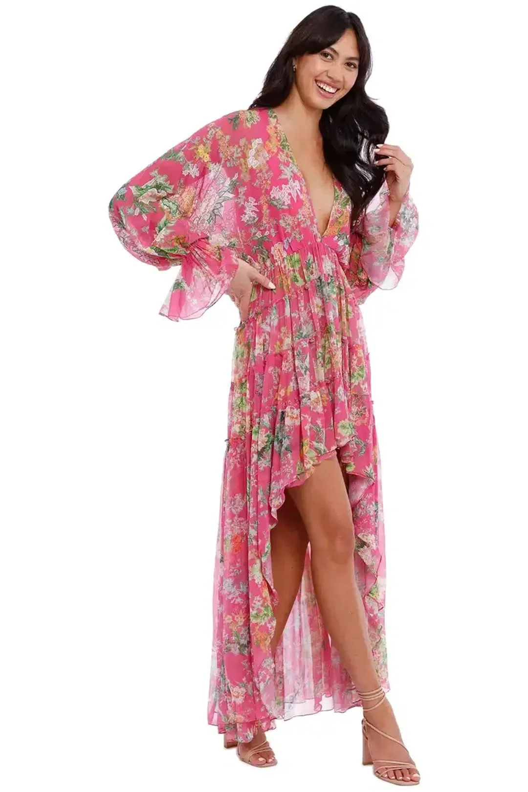 Hemant & Nandita Miyu Hi Lo Dress in Pink Size 10 for rent on The Volte - main image