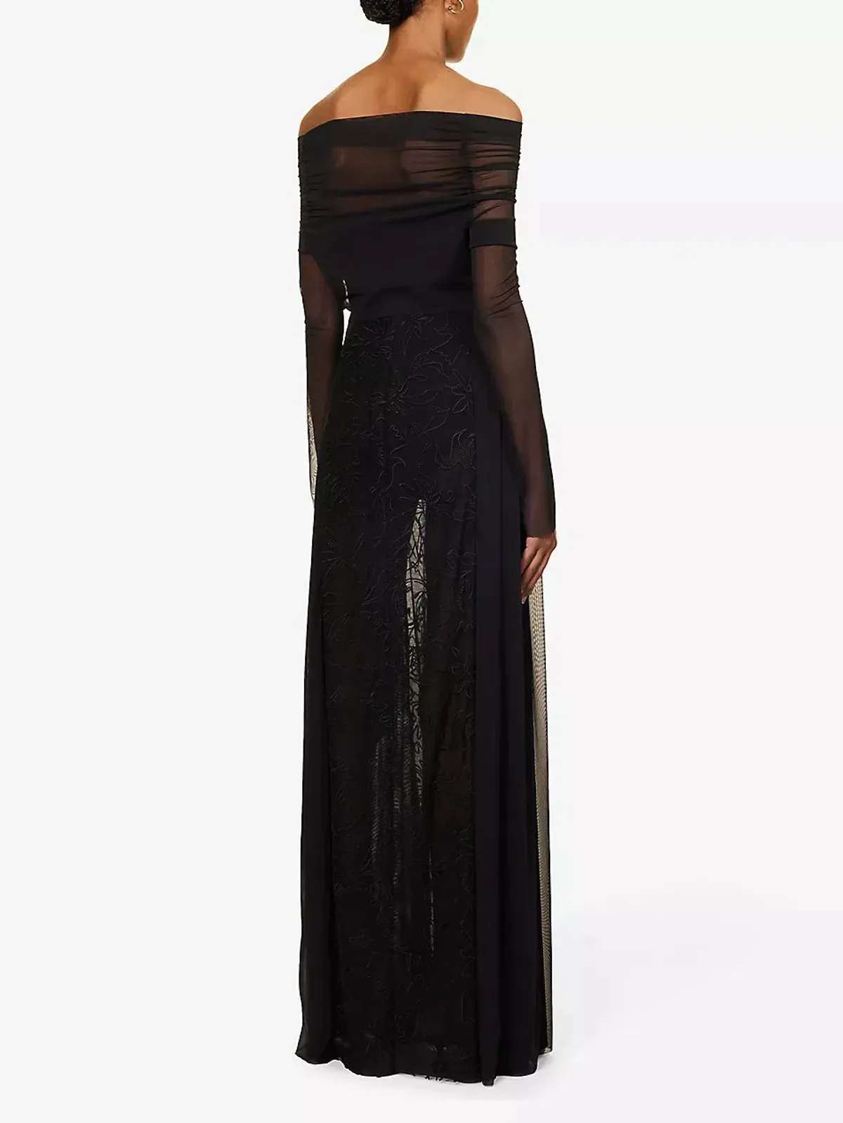 Camilla & Marc Nolana Semi Sheer Full Length Evening Dress Black Size 14 - Image 5