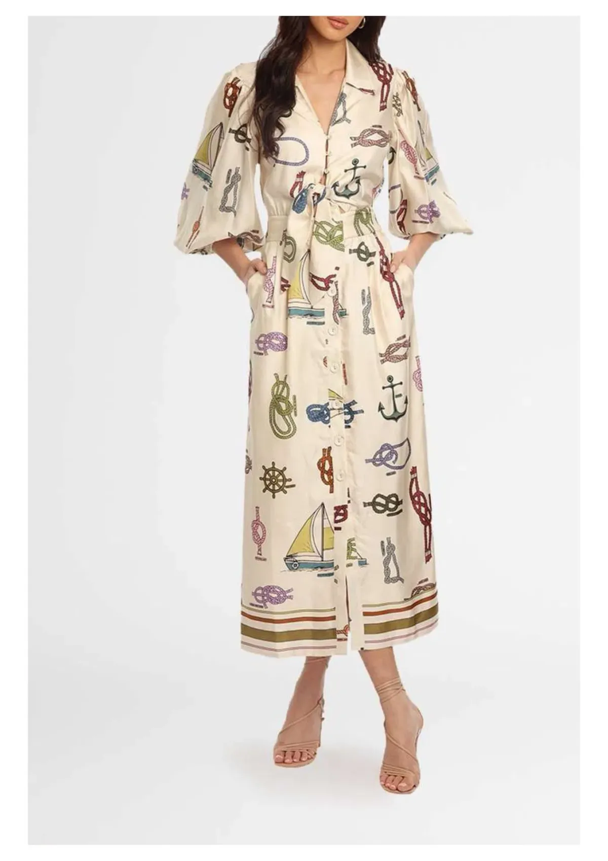 Alemais Ships Ahoy Midi Dress Print Size 6 - Image 1