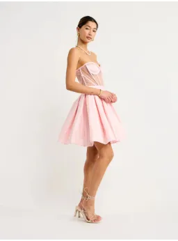 Leo Lin Eliza Structured Bustier Mini Dress Pink Size AU 8 for rent on The Volte - image 2