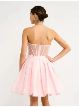 Leo Lin Eliza Structured Bustier Mini Dress Pink Size AU 8 for rent on The Volte - image 4