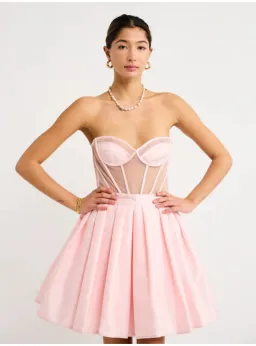 Leo Lin Eliza Structured Bustier Mini Dress Pink Size AU 8 for rent on The Volte - image 3