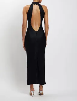 Meshki Claire Satin Drape Back Maxi Dress Black Size S / AU 8 for rent on The Volte - image 3