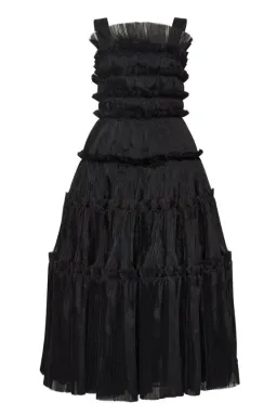 Aje Jacinto Pleated Midi Dress in Black Size AU 12  for rent on The Volte - image 3