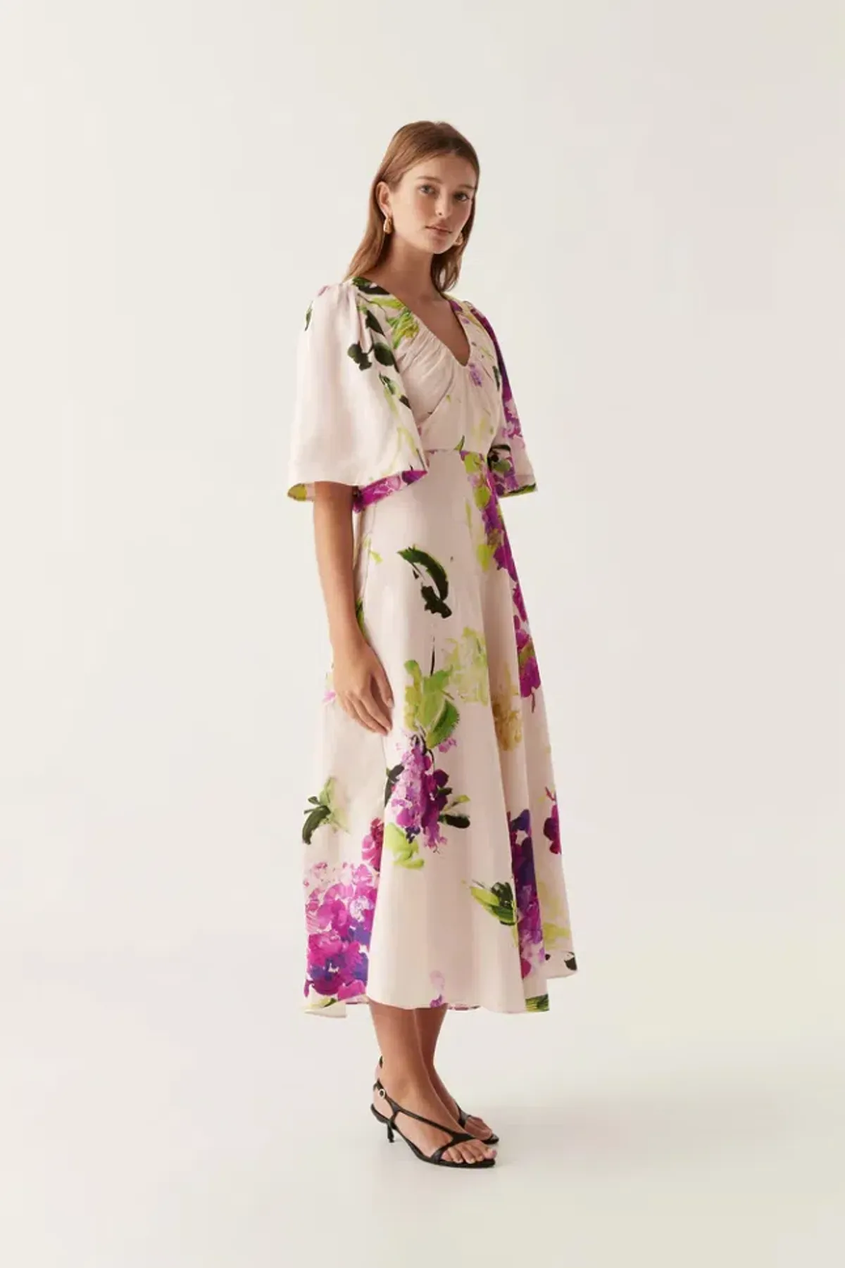 Aje Gilda Bell Sleeve Midi Dress in Wild Hydrangea Size AU 10 - Image 2