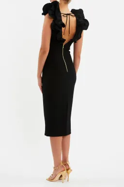 Rebecca Valance Chloe Midi Dress in Black Size AU 8 for rent on The Volte - image 3
