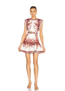 Zimmermann Wavelength Fluted Mini Dress Red Phoenix Size 2 / AU 12 for rent on The Volte - image 1