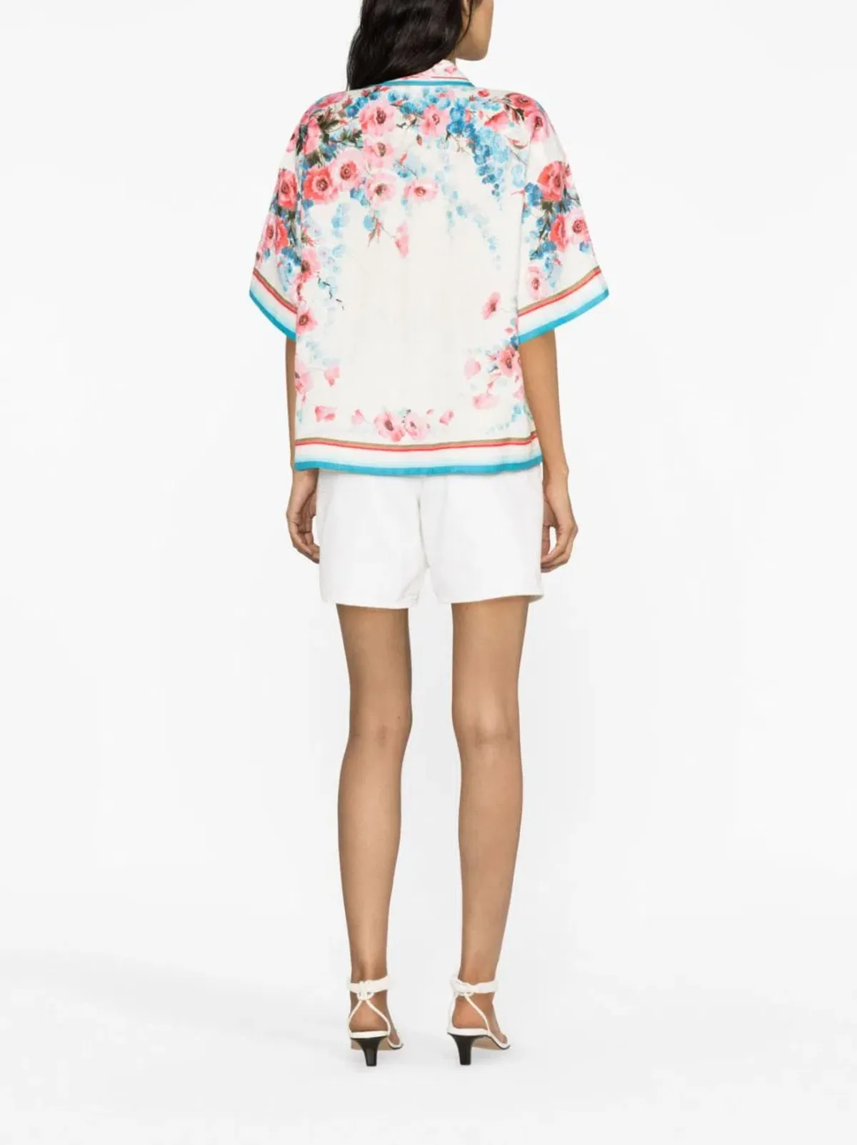 Zimmermann The Halcyon Oversized Shirt in Pink/Blue Floral Size 0/Au 8  - Image 2