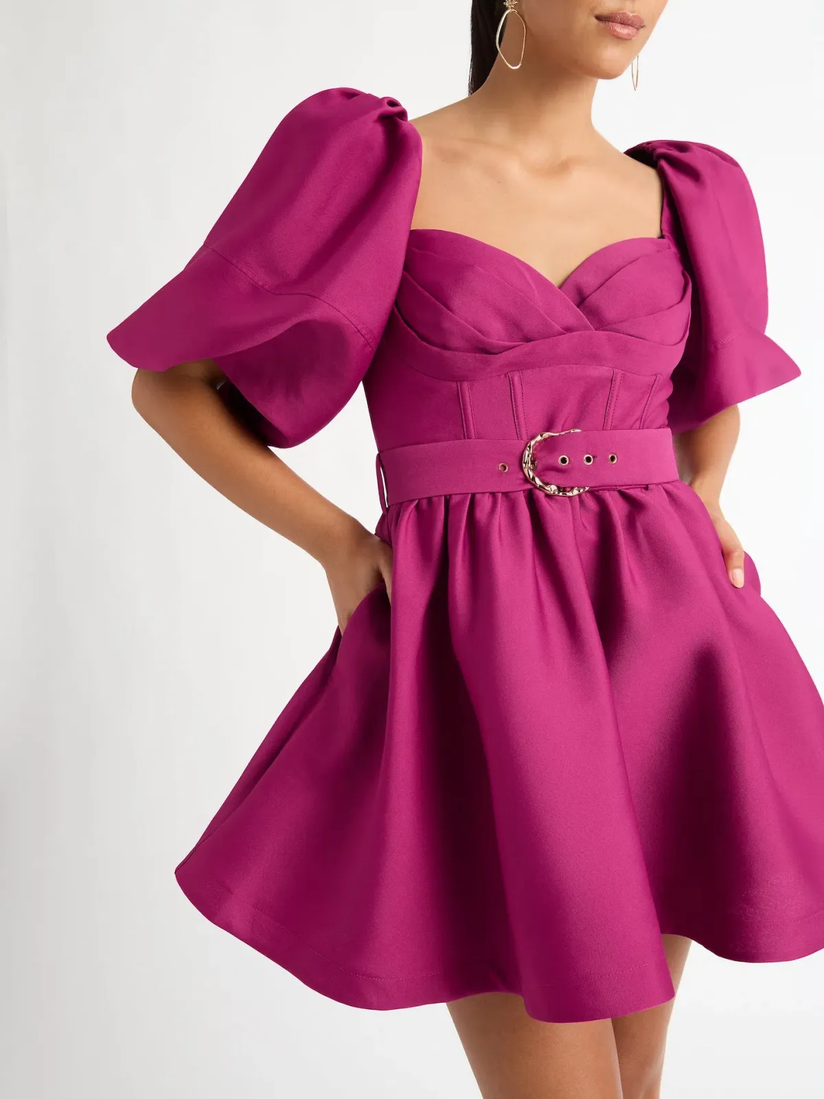 Sheike Sienna Puff Sleeve Mini Dress Raspberry Size 8 - Image 2