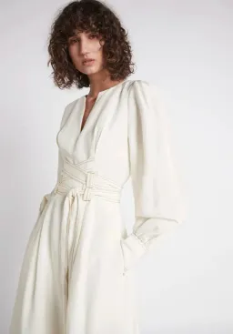 Aje Radiance Belted Midi Dress in Ivory Size XS / AU 6 for rent on The Volte - image 2