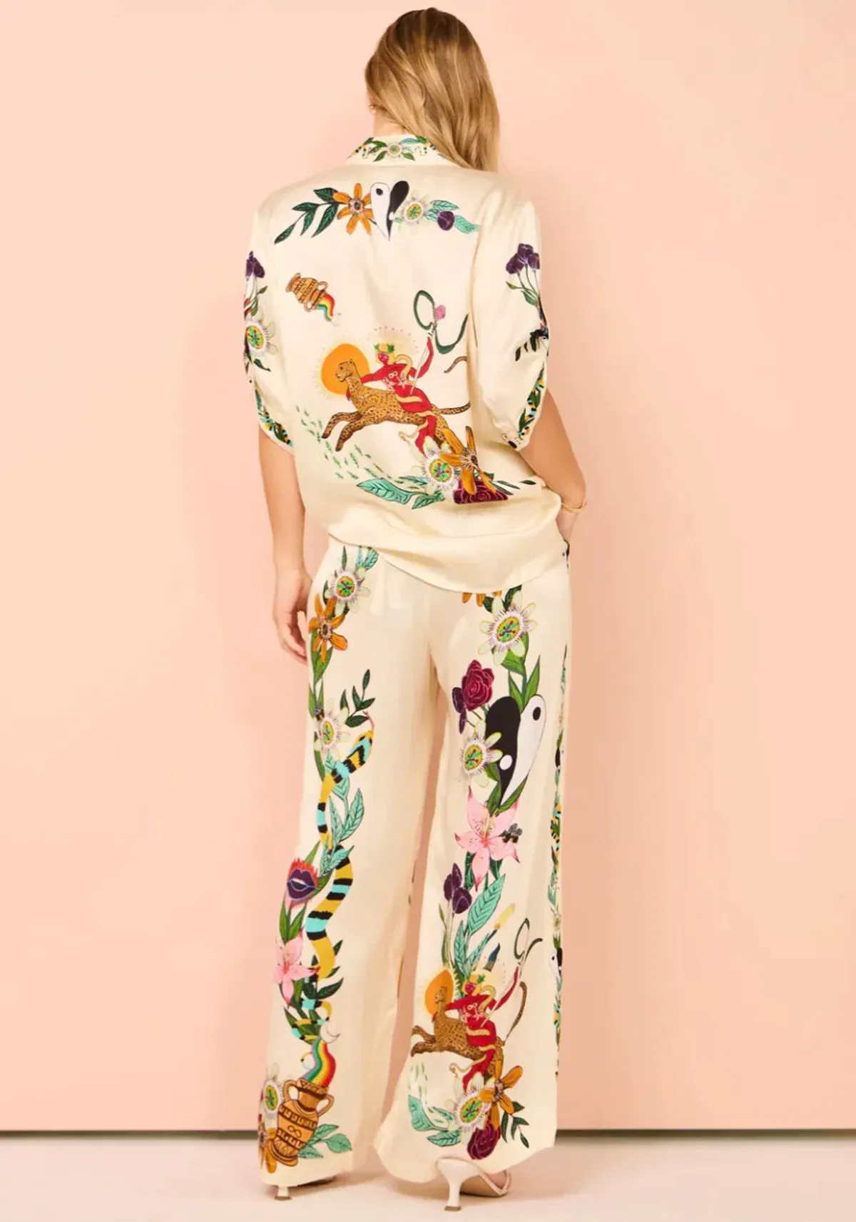 Alemais Meagan Silk Shirt & Pants Set Multi Size 10 - Image 6