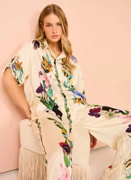 Alemais Meagan Silk Shirt & Pants Set Multi Size 10 for rent on The Volte - image 4