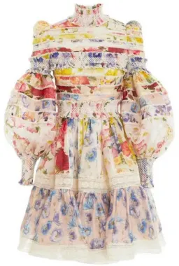 Zimmermann Wonderland Smocked Mini Dress Spliced Multi Size 0 / AU 8 for rent on The Volte - image 2