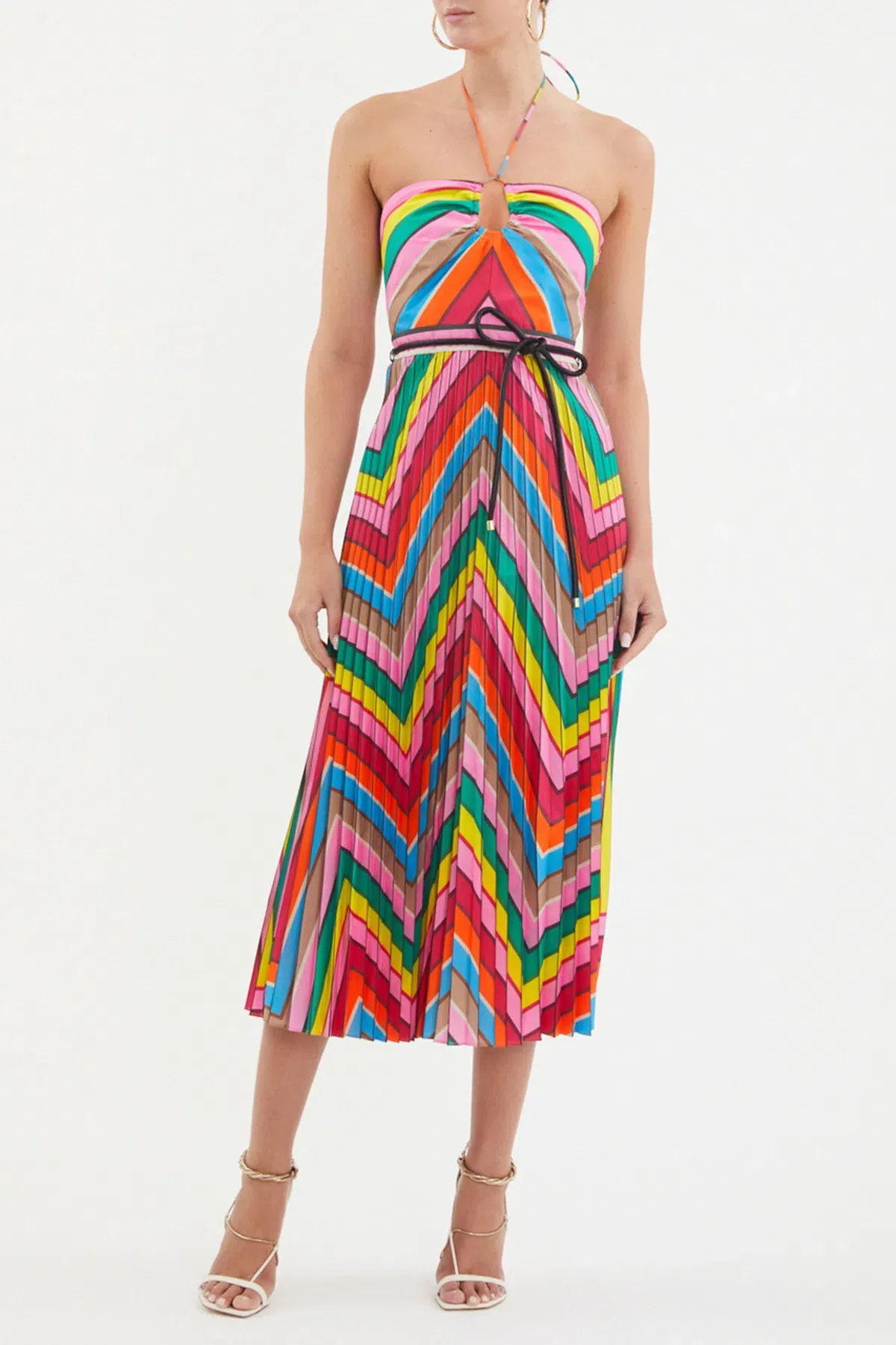 Rebecca Vallance Dali Halter Midi Dress in Multi Size AU 8 - Image 1