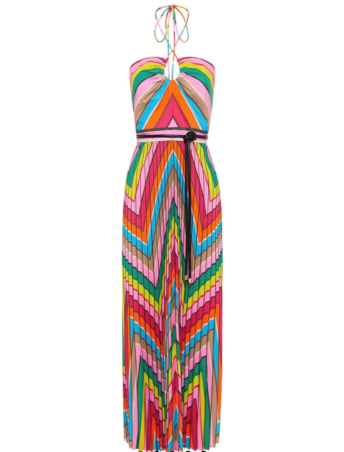 Rebecca Vallance Dali Halter Midi Dress in Multi Size AU 8 - Image 4