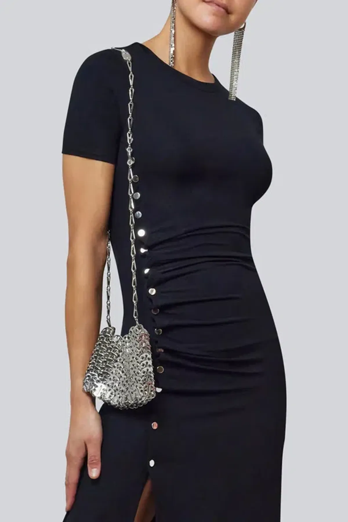 Paco Robanne Inspired Disc Bag Silver Metal - Image 1