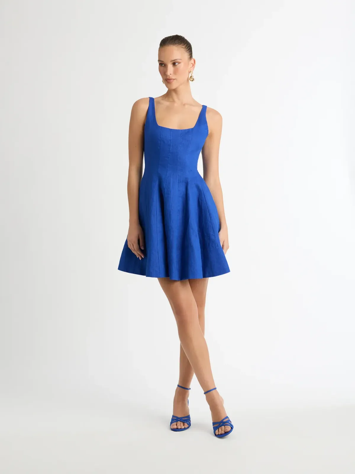 Sheike Santorini Linen Mini Dress Blue Size 14 - Image 1