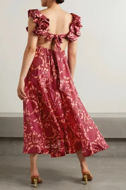 Zimmermann Tiggy Cutout Ruffled Silk Midi Dress Paisley Print 2/AU 12 for rent on The Volte - image 2