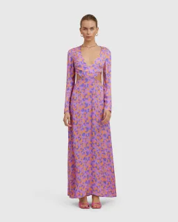 The Wolfgang Isle Maxi Dress Purple & Orange Size 8  for rent on The Volte - image 1