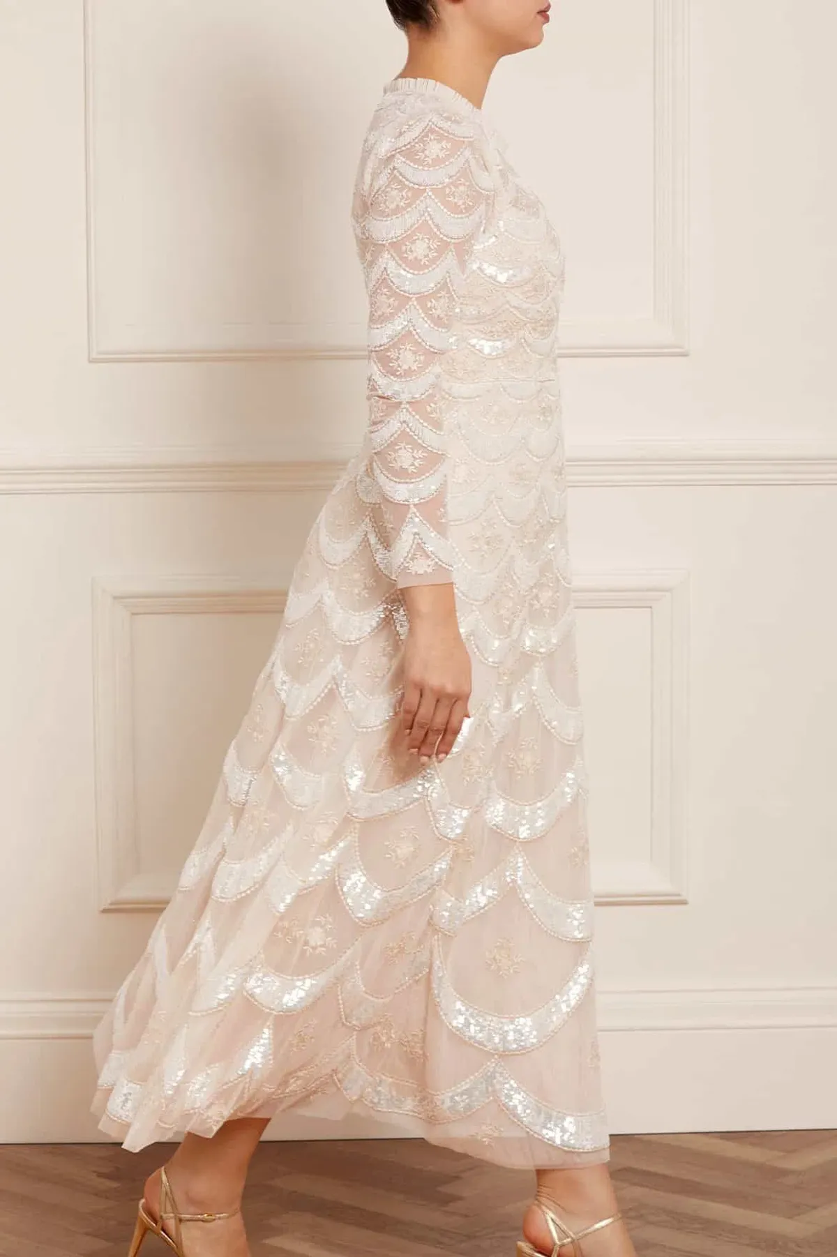 Needle and Thread Fifi Long Sleeve Ankle Gown Champagne Size 10 - Image 3