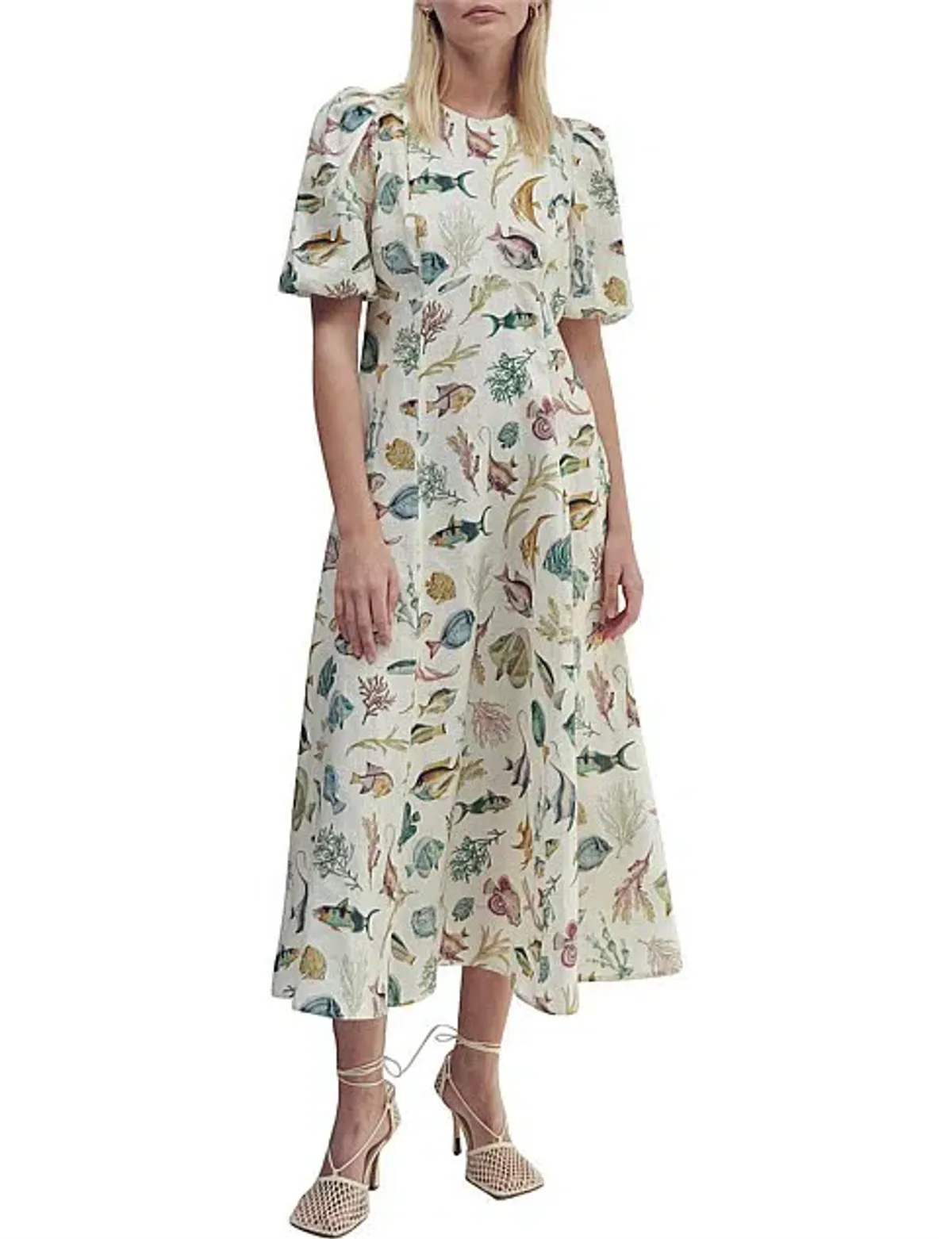 Alemais Wanda Midi Dress Ivory/Print Size 10 - Image 2