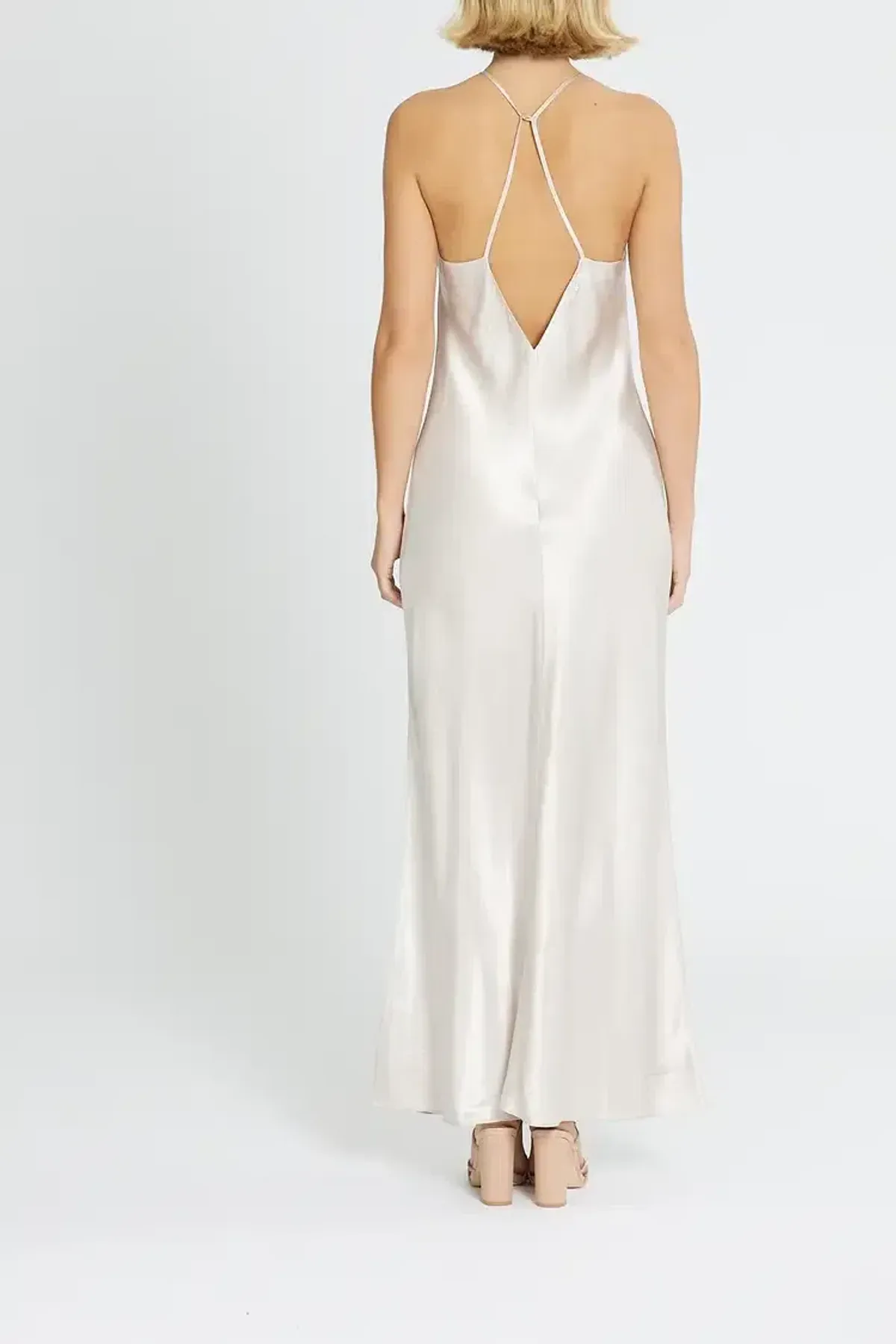 Calvin Klein Liquid Shine Maxi Slip Dress in Ivory Size 10 - Image 3