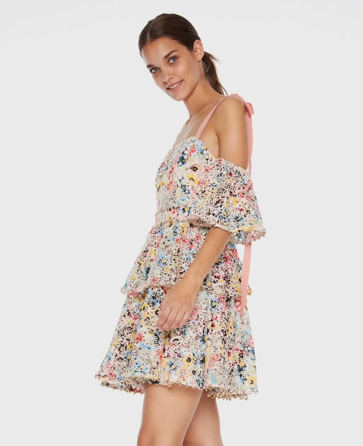 Talulah Bittersweet Flounce Mini Dress Multi Floral Size S / AU 8 - Image 2
