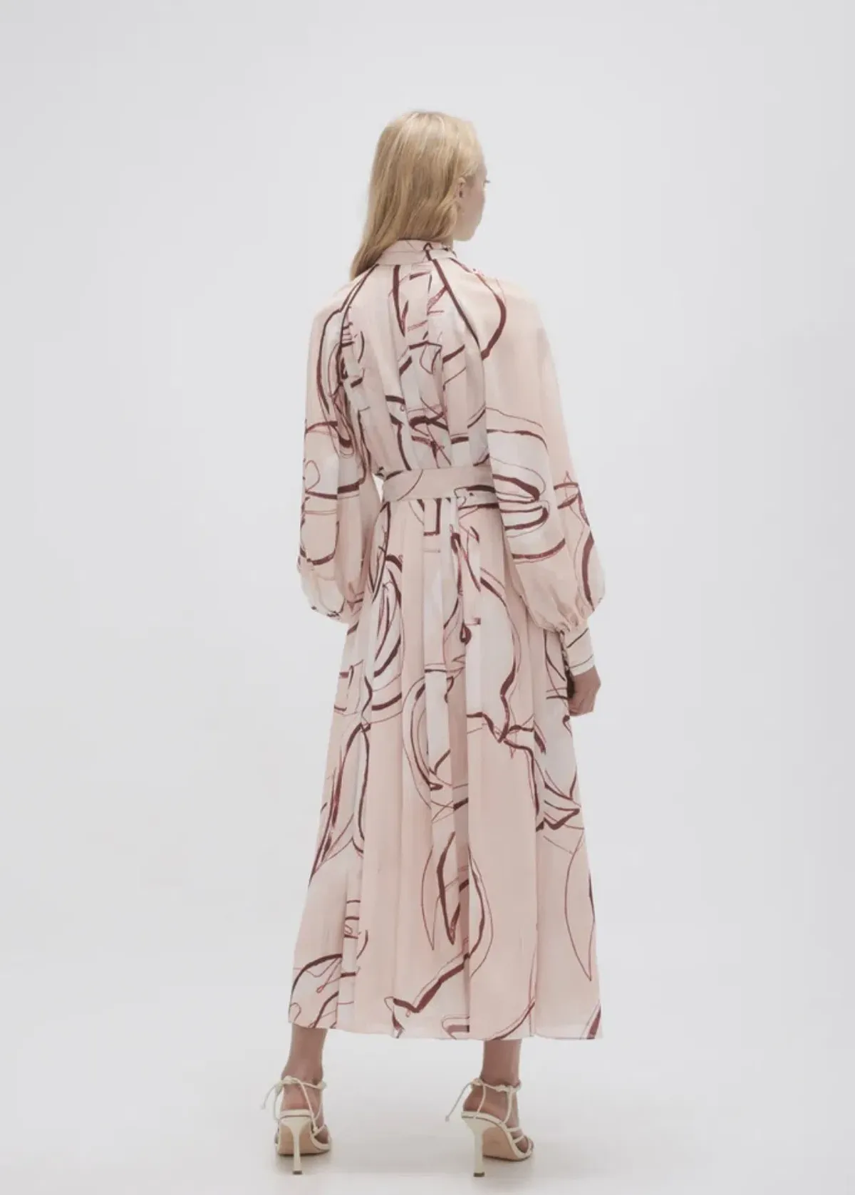 Aje Beatrice Pleated Midi Dress Whimsical Dove Print Size 12 - Image 2