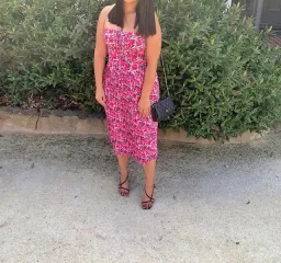 By Johnny Strapless Pleated Midi Dress Floral Size 12 for rent on The Volte - image 2