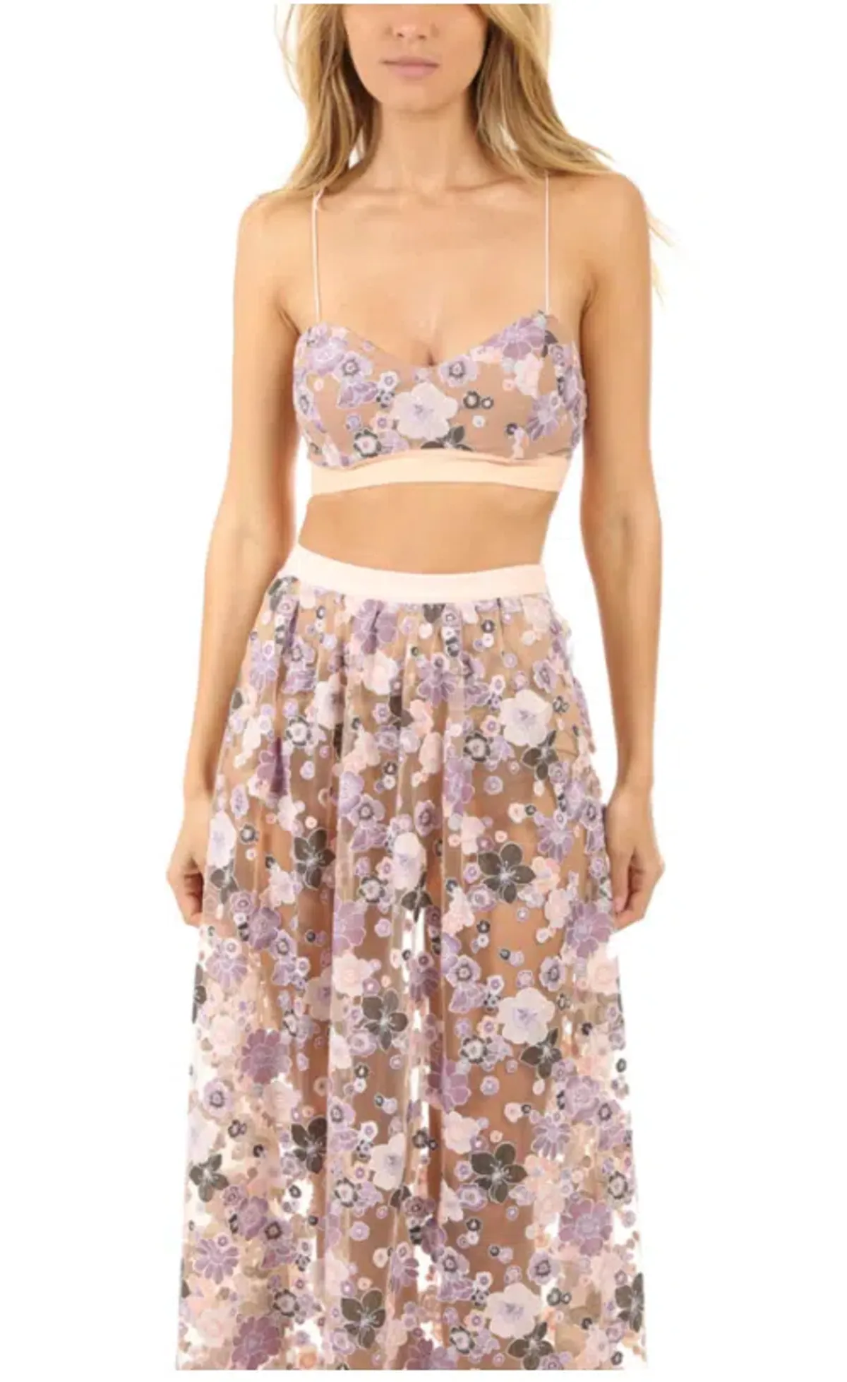 For Love And Lemons Posy Embroidery Crop Top and Maxi Skirt Set Floral Size M / AU 8-10 - Image 2