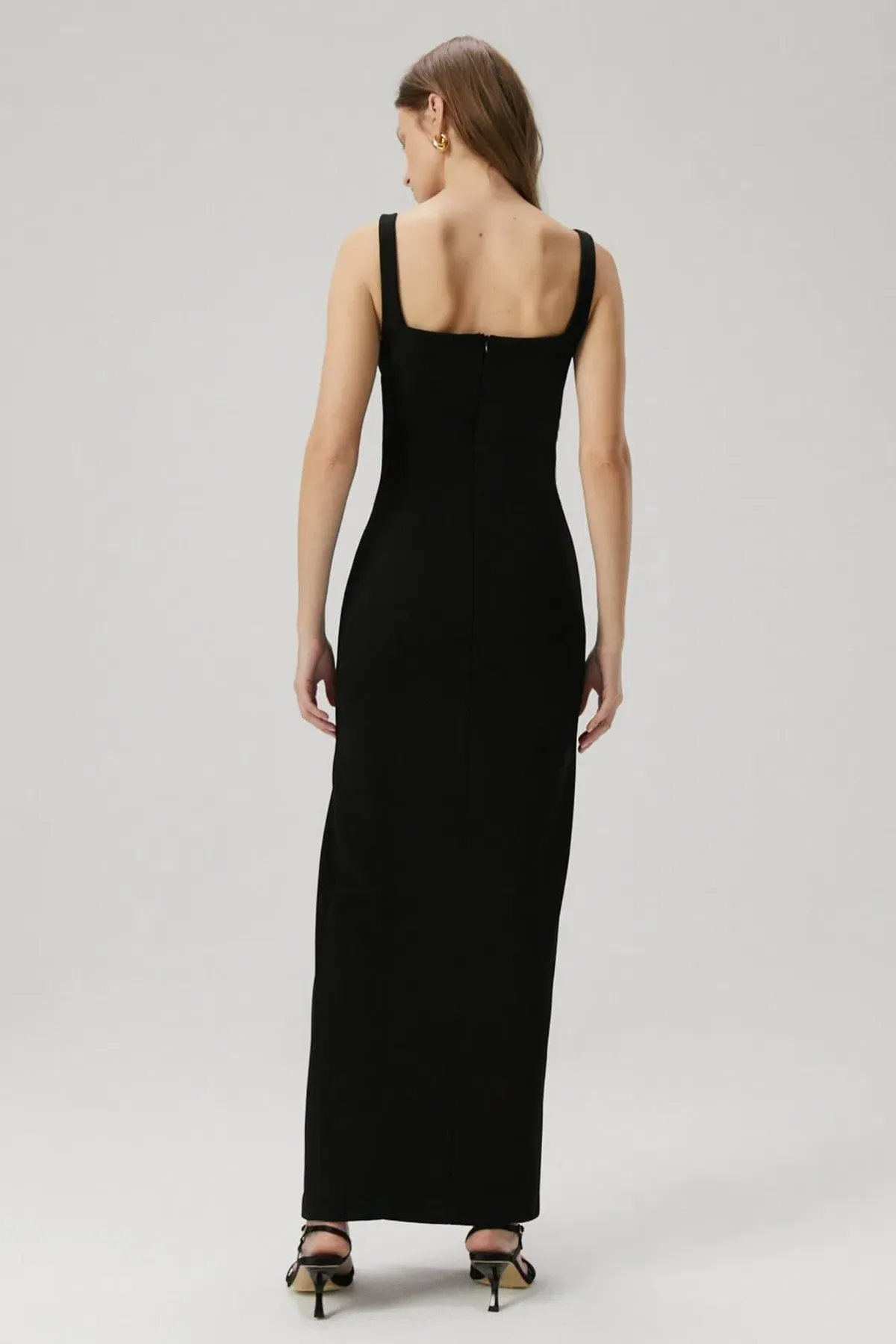 Misha Franka Wave Neckline Crepe Maxi Dress Black Size 6/XS - Image 2