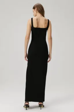 Misha Franka Wave Neckline Crepe Maxi Dress Black Size 6/XS for rent on The Volte - image 2