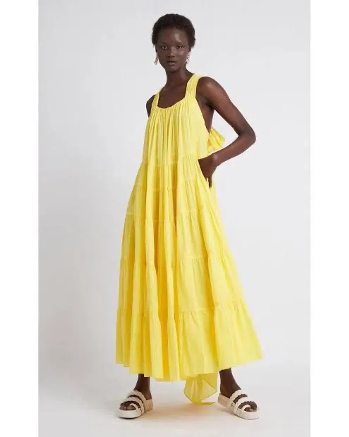 Aje Le Mempris Tiered Maxi Dress Daisy Yellow Size 4 - Image 3